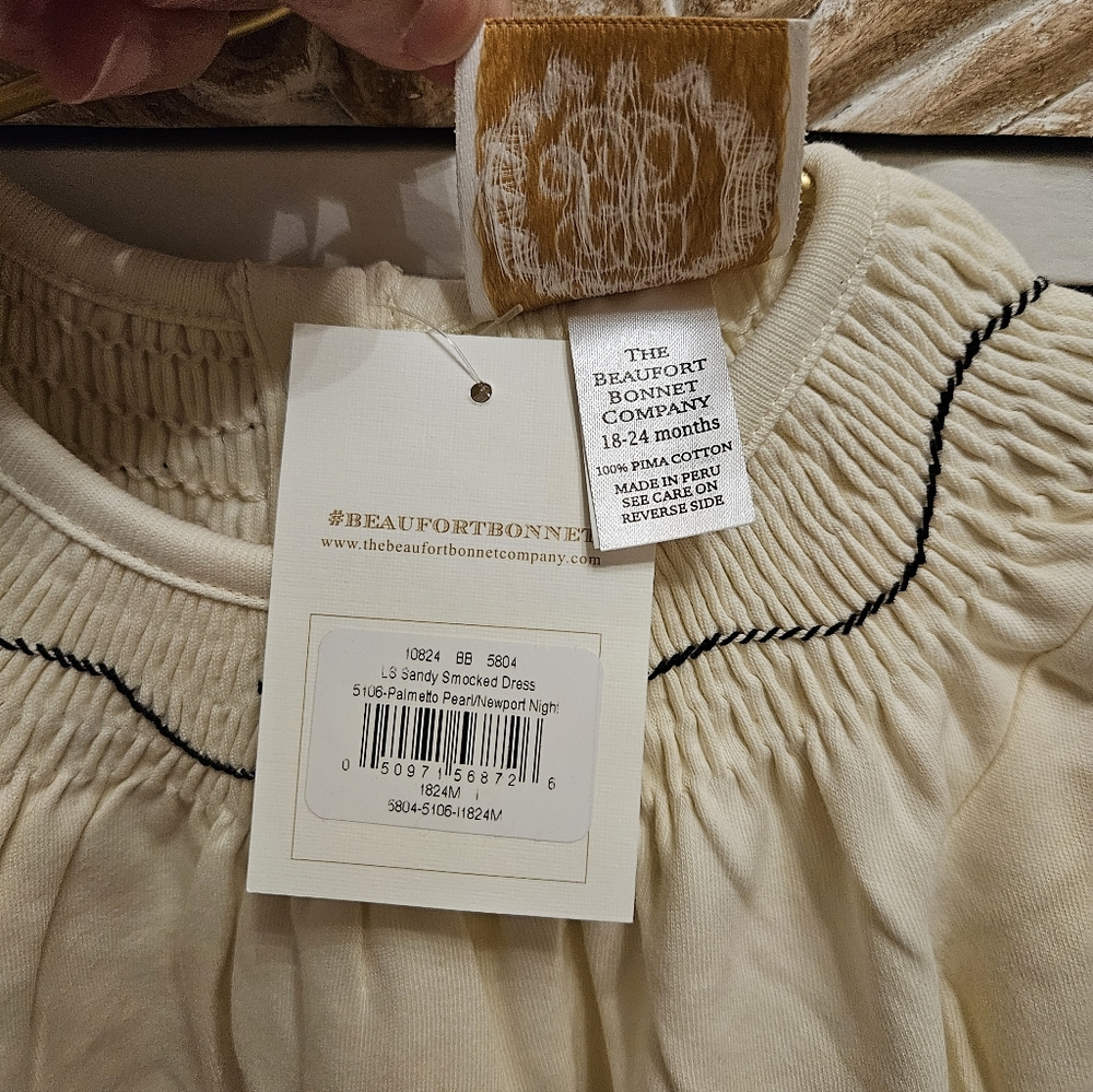 The Beaufort Bonnet Company Cream Smocked Dress - Picture 2 of 4